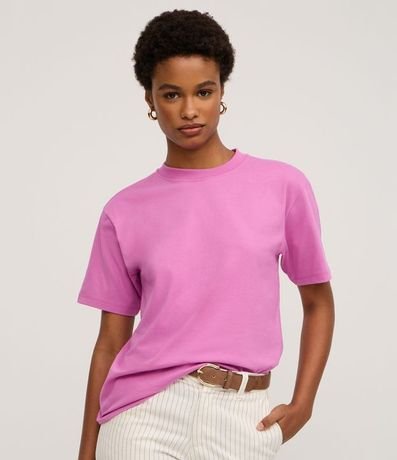 Remera en Algodón con Cuello Redondo