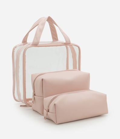 Kit 03 Neceseres con Transparencia y Asa Fija