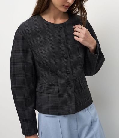 Blazer Sastre de Cuadros con Manga Baloné 5