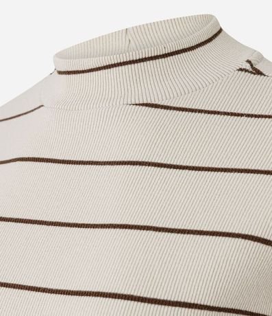 Blusa en Rib con Cuello Mediano y Estampa Rayada 2