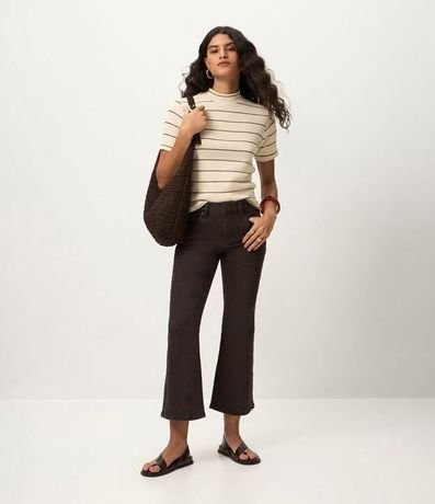 Blusa en Rib con Cuello Mediano y Estampa Rayada 2