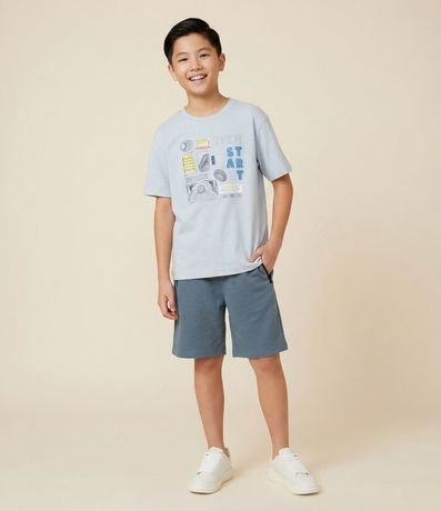 Remera Infantil en Interlock con Lettering Tech Start – Talle 5 a 14 años