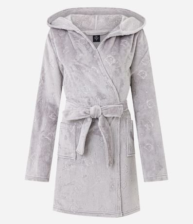 Bata de Baño en Fleece con Capucha y Textura de Gatitos 4