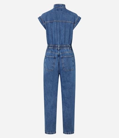Mono Utilitário en Jeans con Cuello Padre y Cintura Ajustada 4