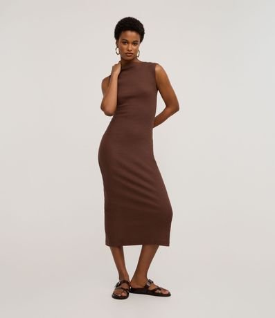 Vestido Midi en Rib con Escote Canoa 2