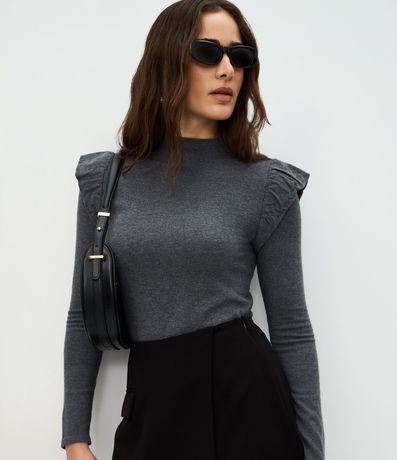 Blusa Regular en Punto con Detalle en el Hombro