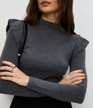 Blusa Regular en Punto con Detalle en el Hombro 4