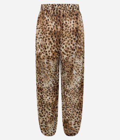 Pantalón Aladim en Tule con Cintura Ancha y Estampado Animal Print 7