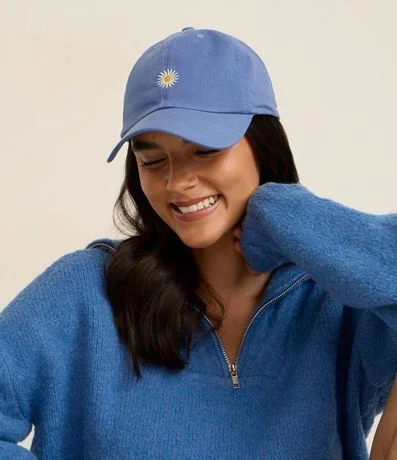 Gorra Aba Curva en Sarga con Bordado Margarita