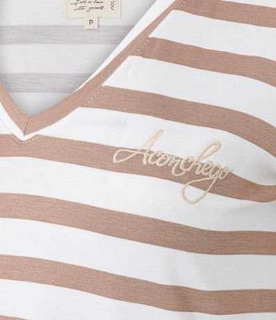 Pijama Short Doll en Viscolycra Rayada con Bordado Aconchego 7