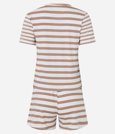 Pijama Short Doll en Viscolycra Rayada con Bordado Aconchego 8