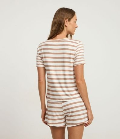 Pijama Short Doll en Viscolycra Rayada con Bordado Aconchego 5