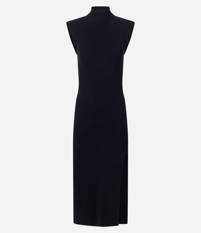 Vestido Midi en Punto con Hombrera y Encaje Lateral 5