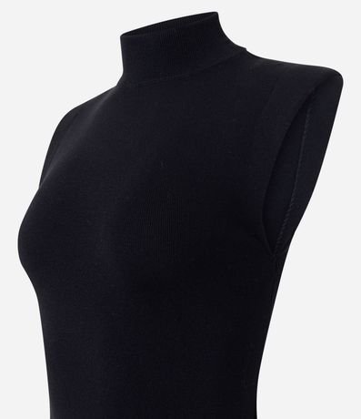 Vestido Midi en Punto con Hombrera y Encaje Lateral 6