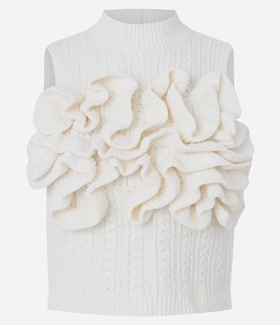Blusa Corta en Punto con Aplicación de Ondas 5