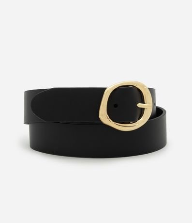 Cinturón Mediano de Cuero con Hebilla Redondeada