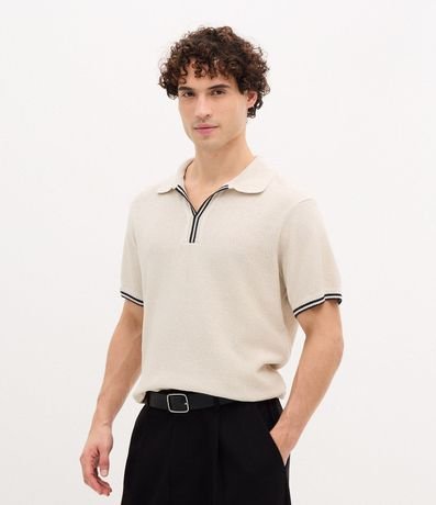 Polo Manga Corta Texturizada con Detalles Contrastante