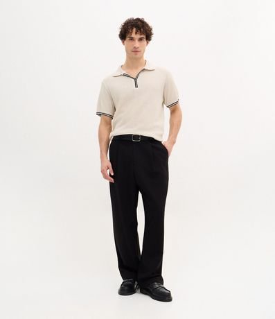 Polo Manga Corta Texturizada con Detalles Contrastante 2