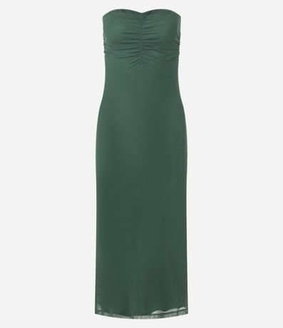 Vestido Long Midi en Tul con Escote Corazón y Fruncido 4