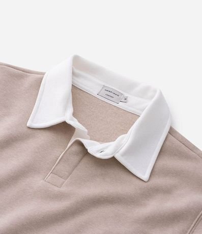 Buzo Algodón con Felpa y Cuello Polo Contrastante 4