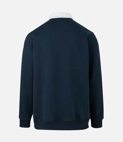 Buzo Algodón con Felpa y Cuello Polo Contrastante 2