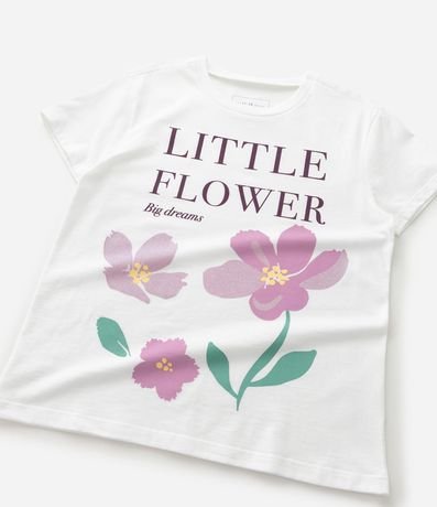 Remera Infantil Slim con Estampa de Flores con Purpurina - Talle 7 a 16 años 4