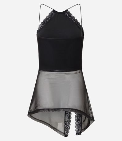 Blusa Halter en Tule con Encaje Aplicada 7