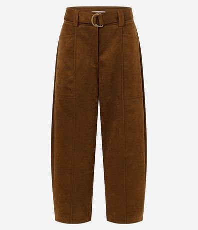 Pantalón Barrel en Gamuza con Cintura Estructurado y Cinto con Hebilla 5