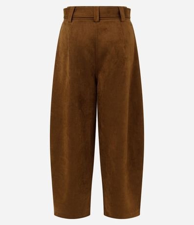 Pantalón Barrel en Gamuza con Cintura Estructurado y Cinto con Hebilla 7