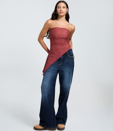 Blusa Sin Breteles en Tule con Punta Asimétrica 2