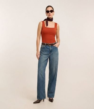 Blusa en Poliamida con Escote Cuadrado