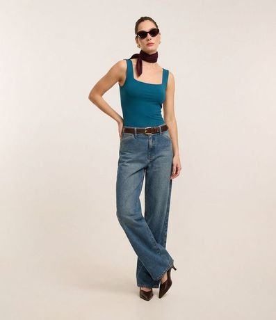 Blusa en Poliamida con Escote Cuadrado