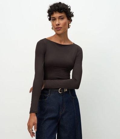 Body Básico en Media Mlla con Escote Bote