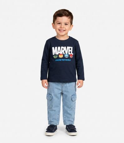 Remera Infantil con Estampado Marvel y Caritas Avengers – Talle 2 a 6 años