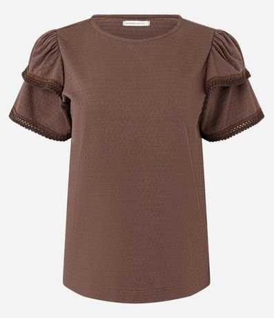 Blusa en Algodón con Detalle en Efecto Ganchillo en la Manga 1