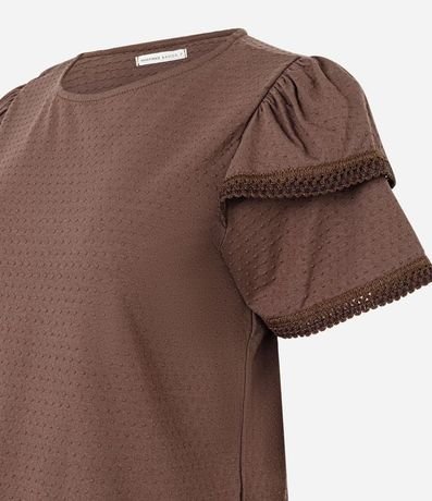 Blusa en Algodón con Detalle en Efecto Ganchillo en la Manga 2
