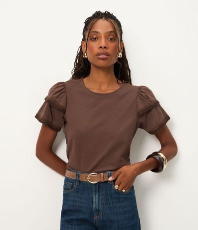 Blusa en Algodón con Detalle en Efecto Ganchillo en la Manga 2