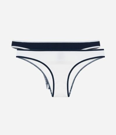 Kit 02 Bombachas Bikini en Algodón Canelado con Bies Contrastante