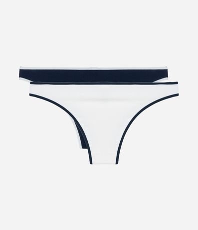 Kit 02 Bombachas Bikini en Algodón Canelado con Bies Contrastante 2