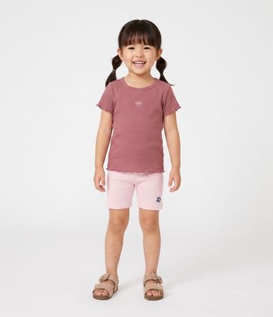 Bermuda Infantil en Rib Ciclista con Silk Floral - Talle 1 A 6 años