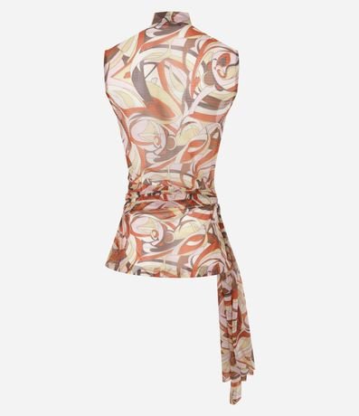 Blusa en Chiffon con Lazo y Estampado Abstracta 7