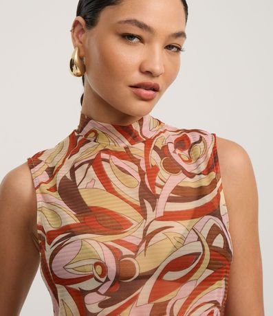 Blusa en Chiffon con Lazo y Estampado Abstracta 4