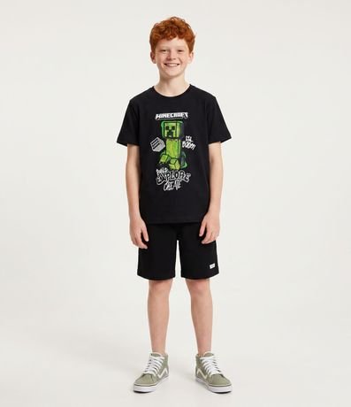 Remera Infantil en Algodón Estampa Grafite Minecraft - Talle 5 a 14 años