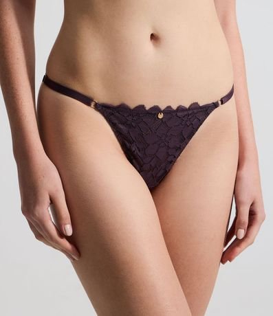 Bombacha Colaless Hilo en Encaje con Textura Floral 1