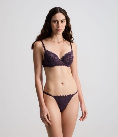 Bombacha Colaless Hilo en Encaje con Textura Floral 2