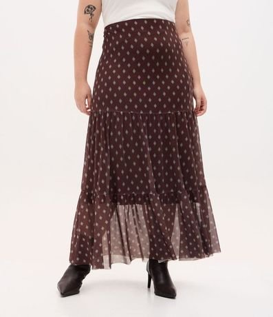 Falda Midi en Tule con Volados y Estampa de Corbata Curve & Plus Size 2