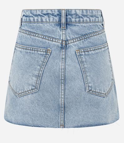 Minifalda en Jeans con Ruedo a hilo y Lavado Claro 5