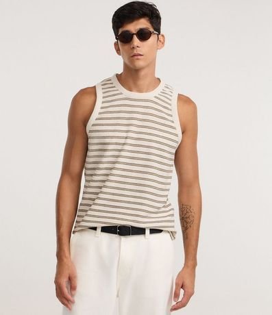 Musculosa en Punto Texturizado con Rayas Horizontales