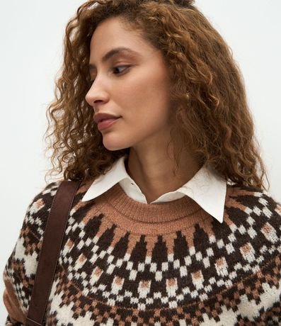 Suéter Regular en Tricot con Estampa Geométrica 6