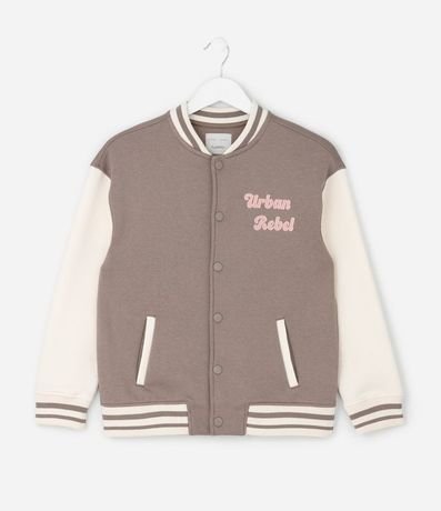 Campera Bomber Infantil con Bordados Lettering – Talle 5 a 14 años